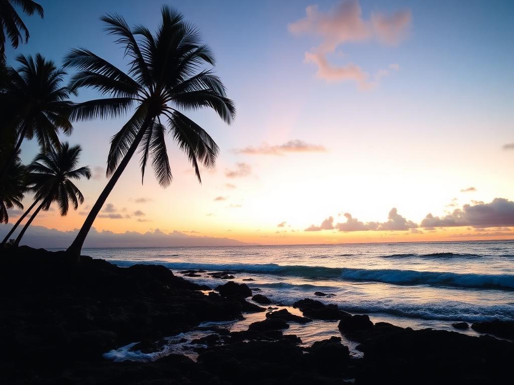 Kona shoreline at dusk